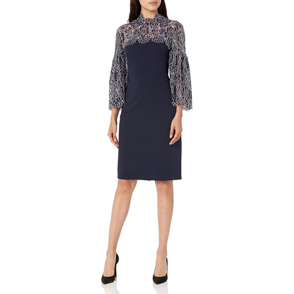 Eliza J Navy Lace Long Sleeve Cocktail Dress Size 10